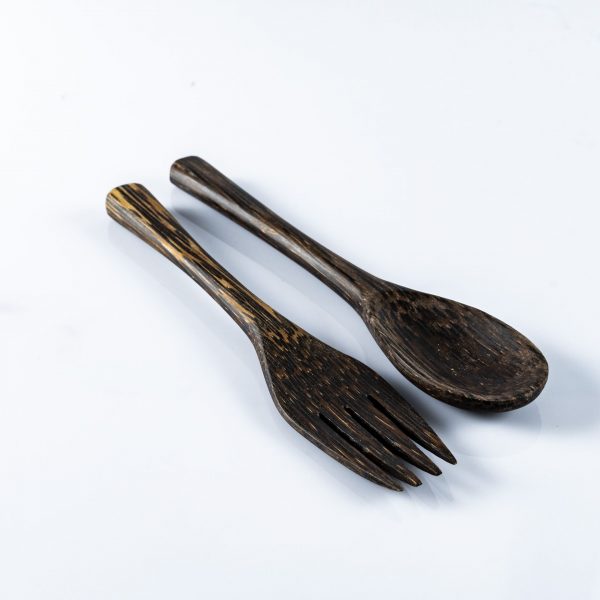 Toddy Palm Wood Fork and Spoon Set